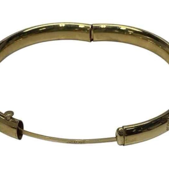 Vintage 14KT Gold Filled Floral & Initials Engraved Hinged Bangle Bracelet - Picture 4 of 7
